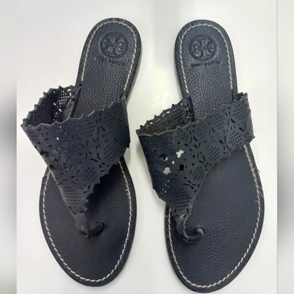 Tory Burch Navy Roselle Sandals in Excellent Condition
